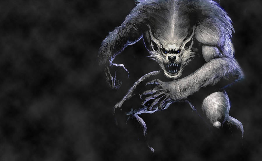 Werewolf In Misty Black Wallpaper