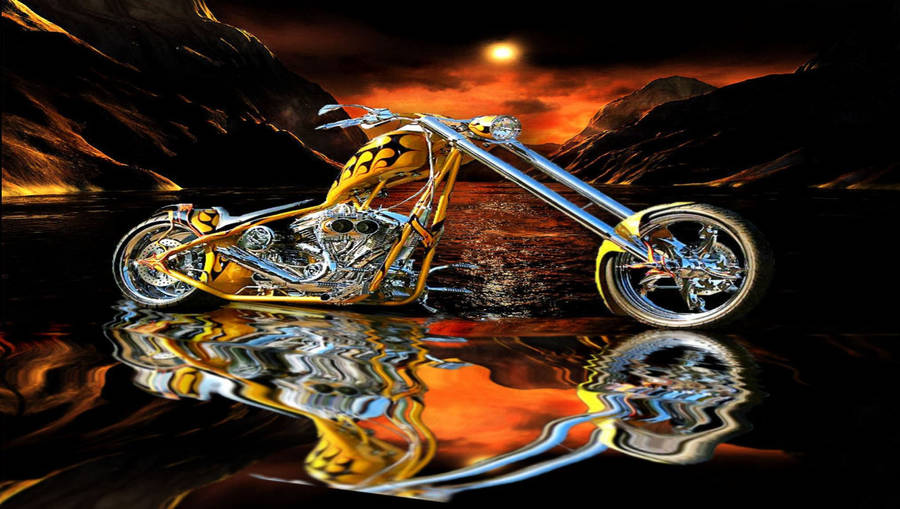 West Coast Choppers Yellow Motorbike Wallpaper