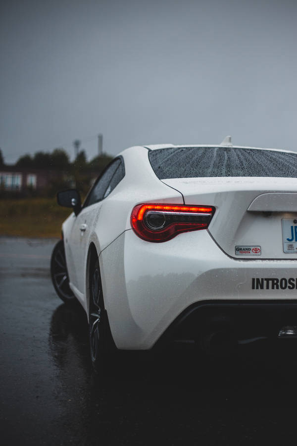 Wet White Toyota Car Wallpaper