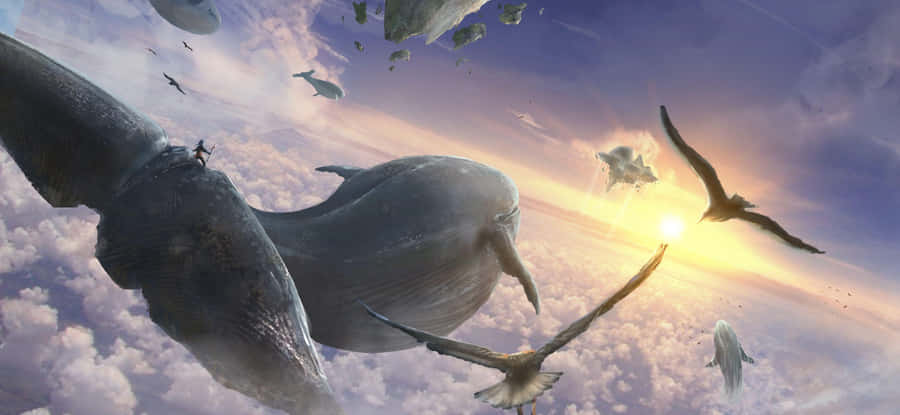 Whales_and_ Birds_ Surreal_ Sky Wallpaper