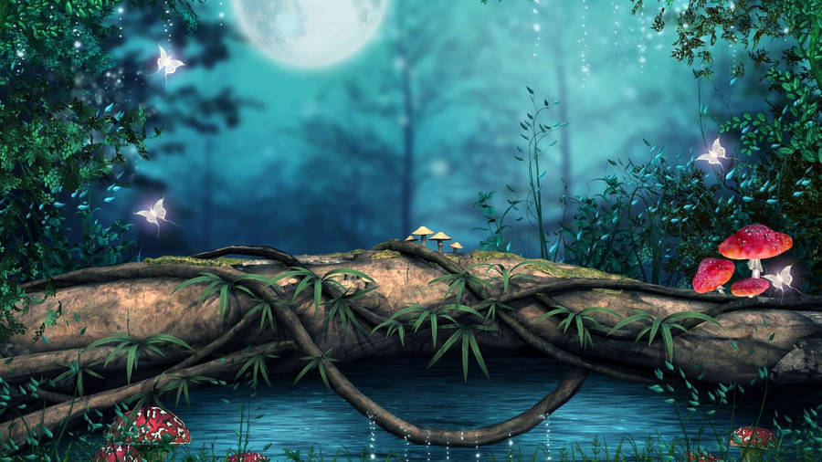 Whimsical Log Bridge Photoshop Hd Wallpaper