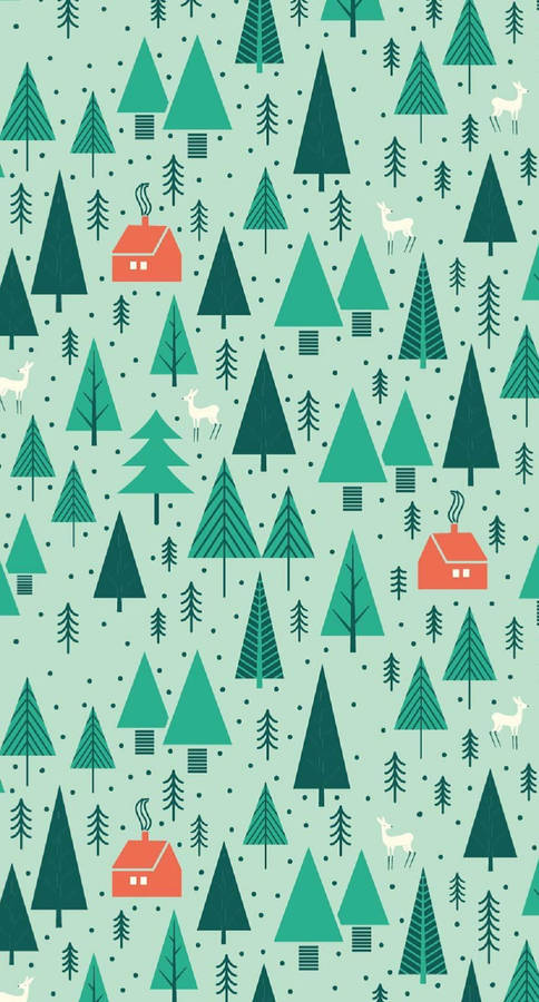 Whimsical Pine Trees Wallpaper