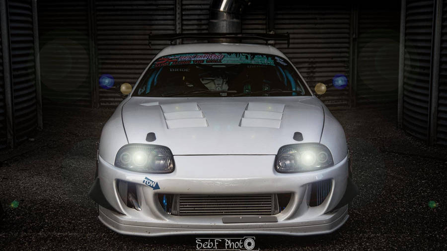 White 1998 Toyota Supra Mk4 Front View Wallpaper