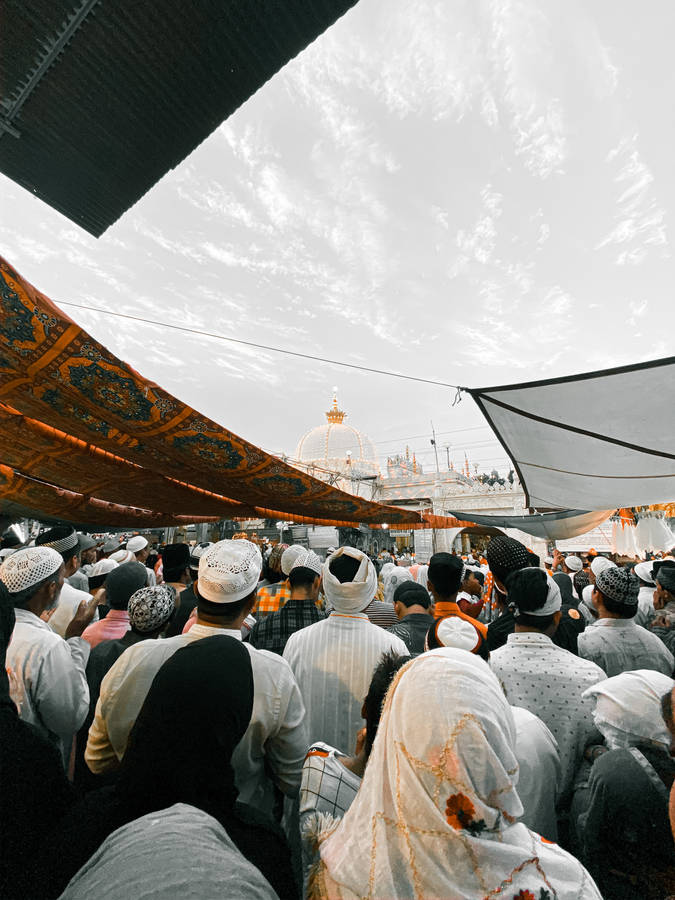 White Ajmer Dome Grey Sky Wallpaper