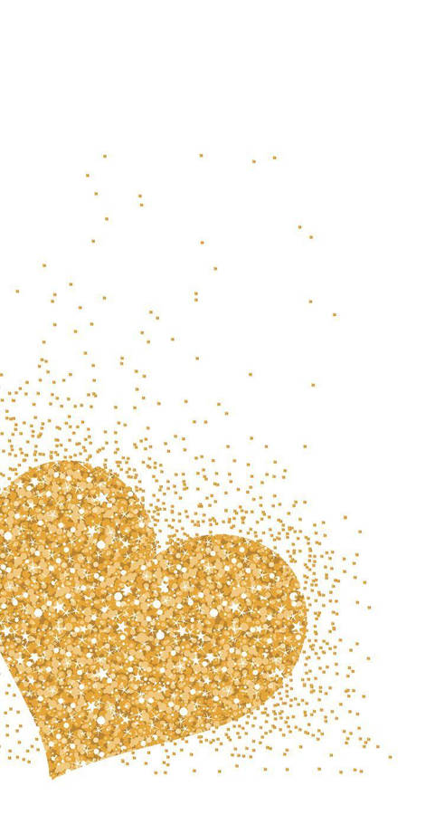 White And Gold Glitter Heart Wallpaper