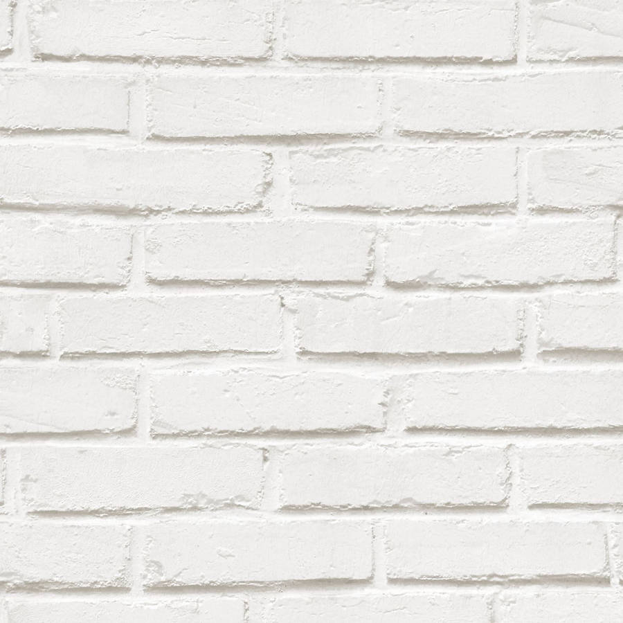 White Brick Gapped Running Bond Wallpaper