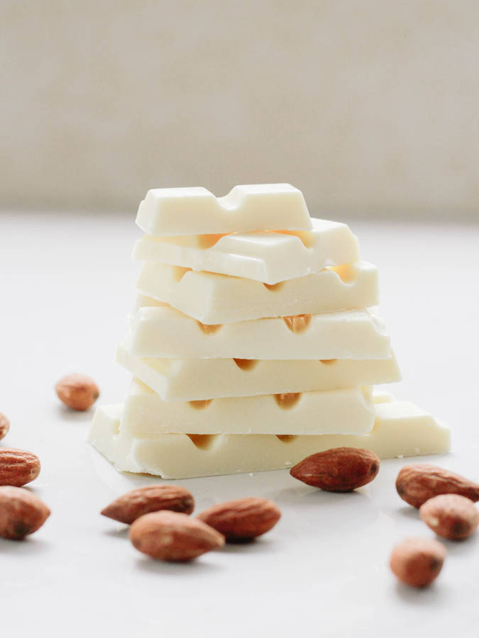 White Chocolate Bars And Almonds Wallpaper