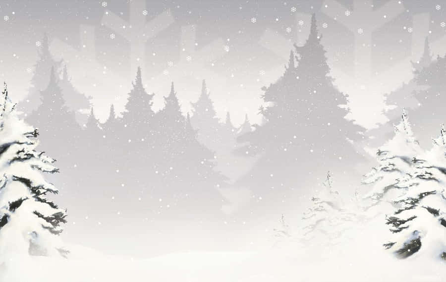 White Christmas Tree Snow Background Wallpaper