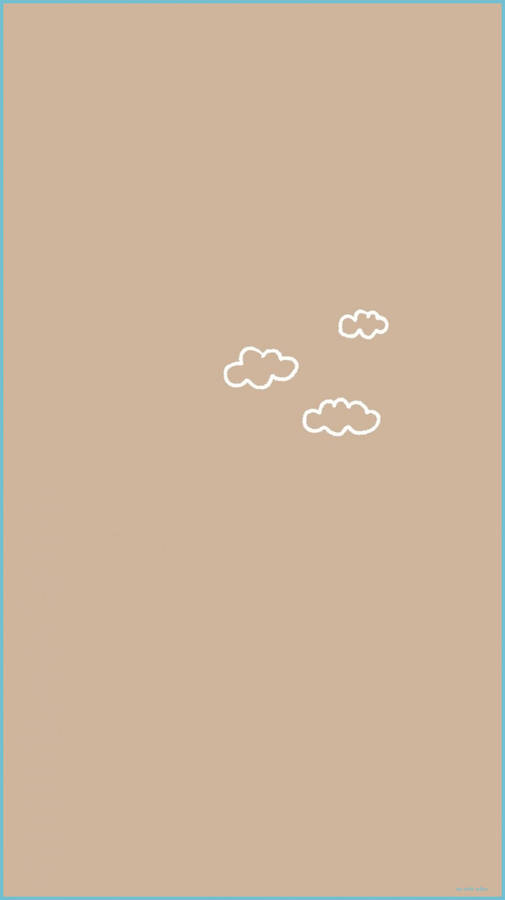 White Clouds On Beige Brown Aesthetic Wallpaper