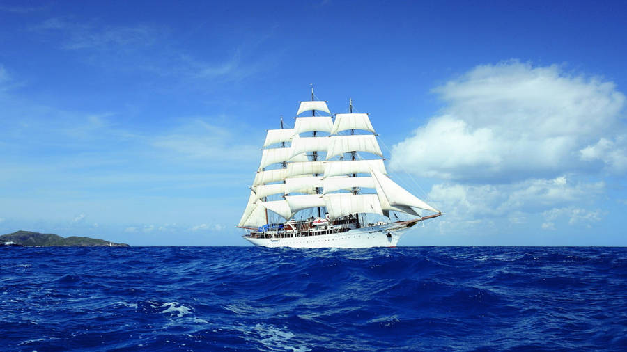 White Cruise Sailing Ship Wallpaper