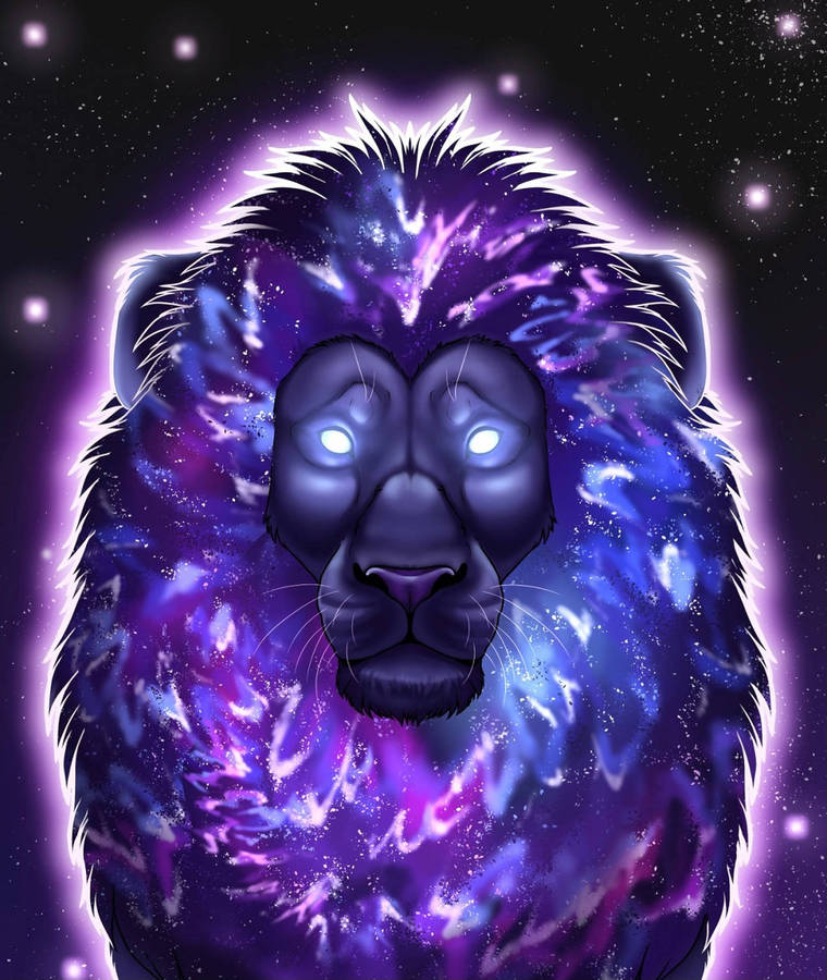 White-eyed Purple Lion Galaxy Wallpaper