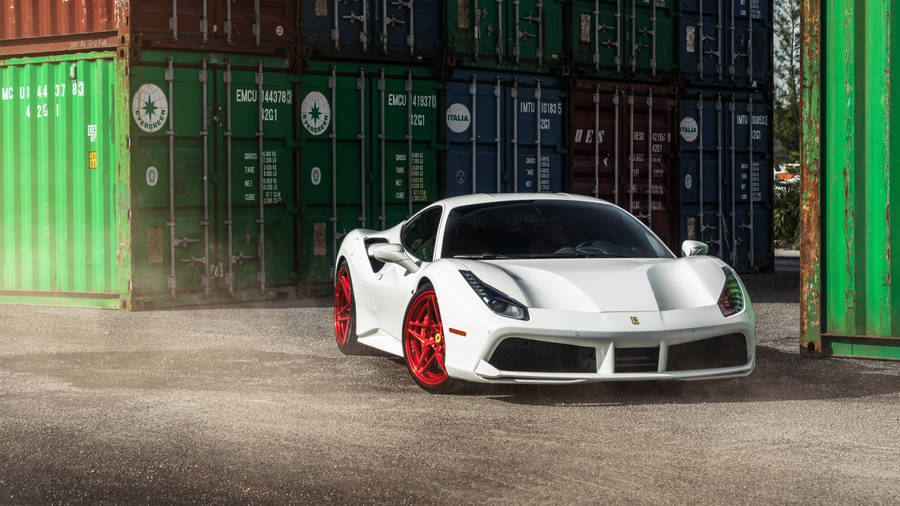 White Ferrari On Depot Wallpaper