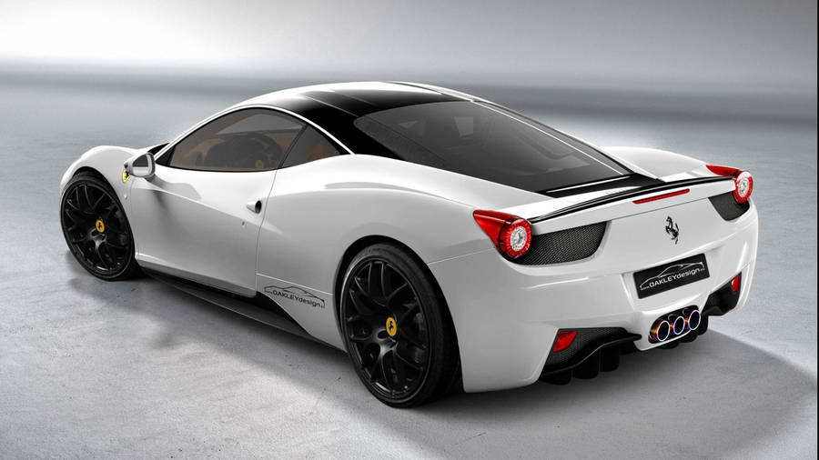 White Ferrari Rear Wallpaper