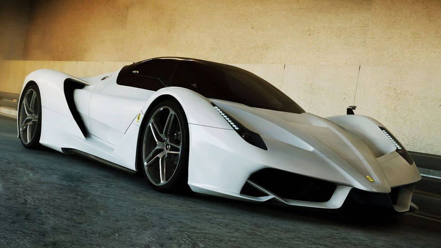 White Ferrari Supercar Wallpaper