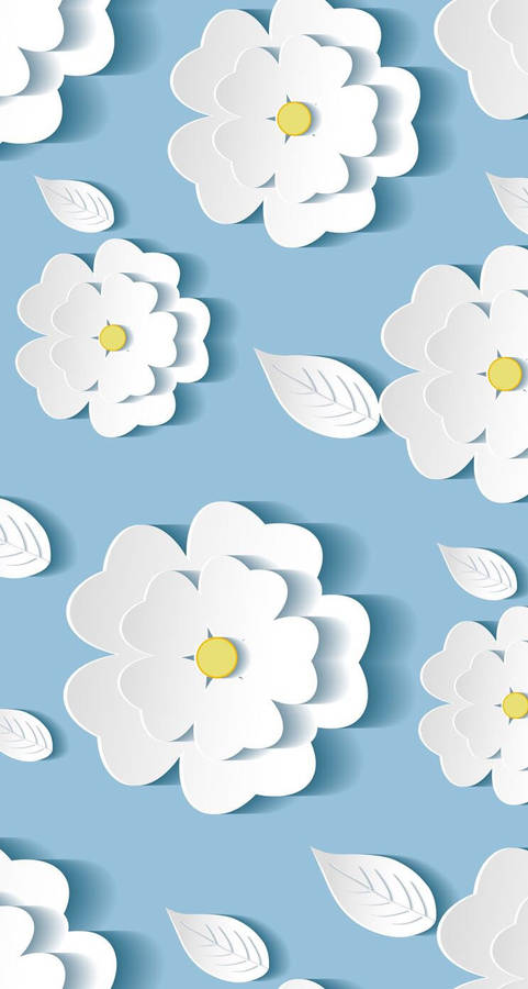 White Flowers Cut-out Wallpaper