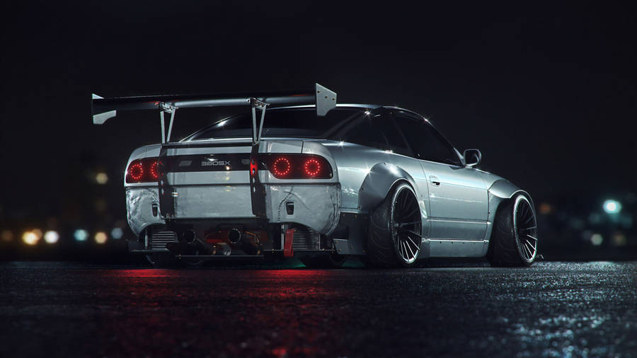 White Jdm Car At Night Wallpaper