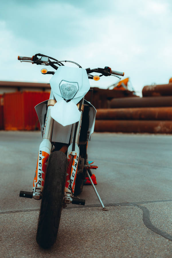 White Ktm Bike In Daytime Wallpaper