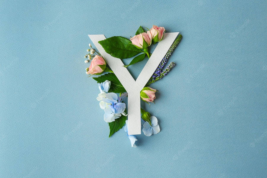 White Letter Y With Flowers Wallpaper