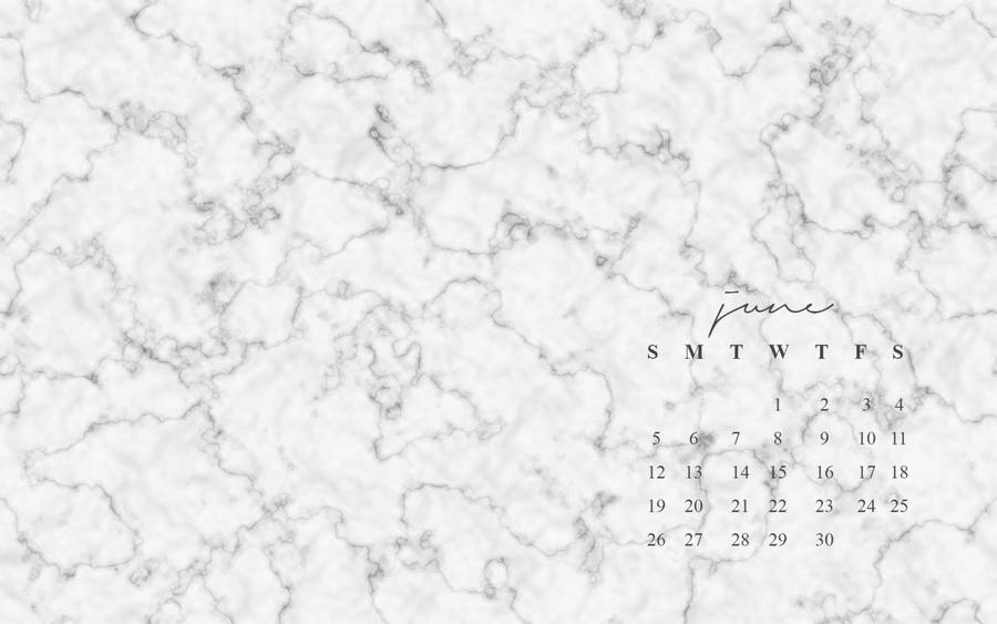 White Marble June Calendar Wallpaper