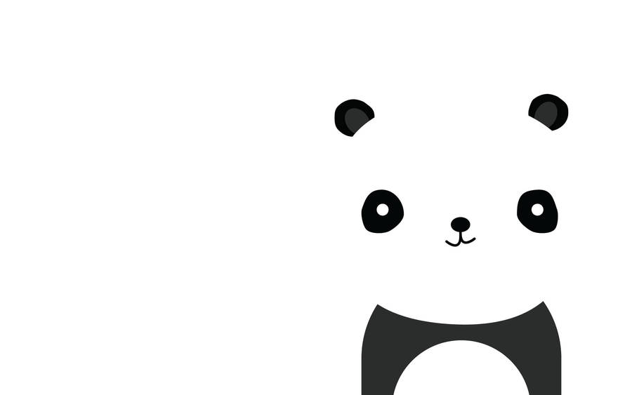 White Minimalist Cute Panda Wallpaper