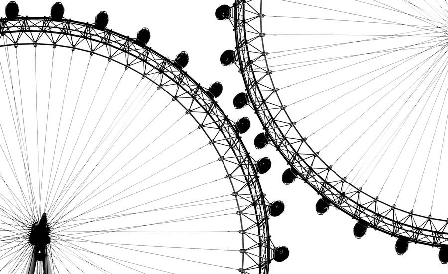 White Minimalist Ferris Wheel Wallpaper