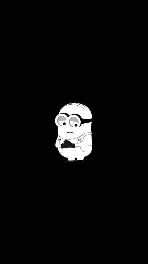 White Minion Sad Drawing Wallpaper