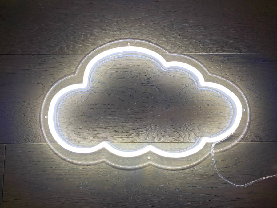 White Neon Aesthetic Cloud Wallpaper