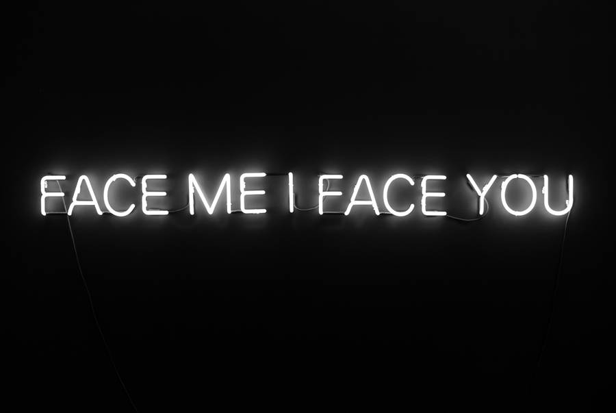 White Neon Aesthetic Face Me Wallpaper