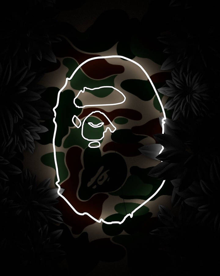 White Neon Light Bape Logo Wallpaper