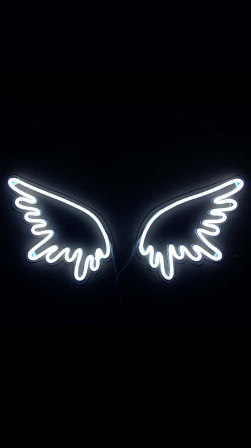 White Neon Wings Wallpaper