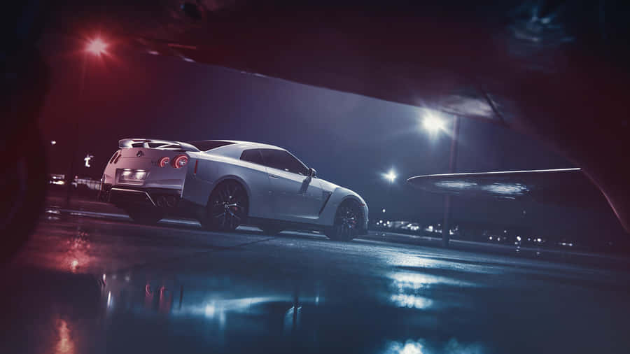 White Nissan R35 Gtr Sports Car Model Wallpaper