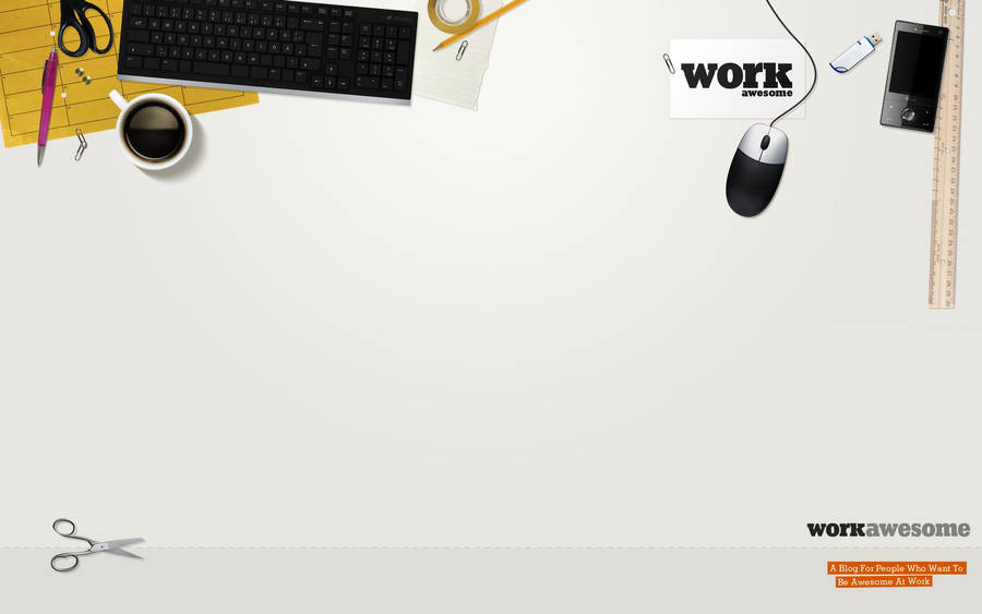 White Office Desk Digital Artwork Wallpaper