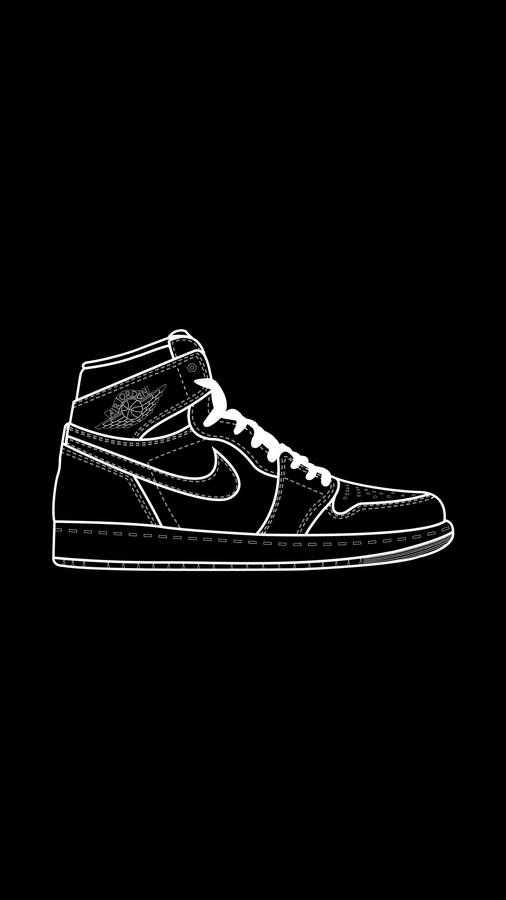 White Outline Cartoon Nike Shoes Wallpaper