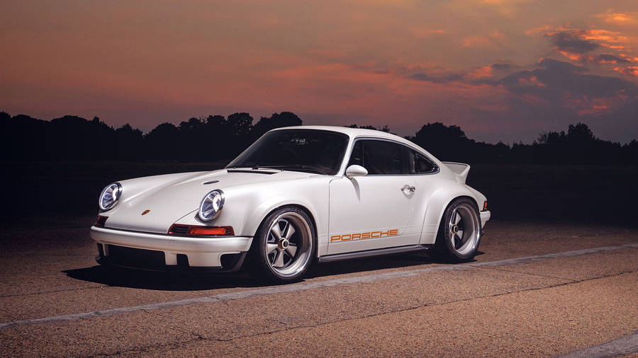 White Singer Porsche Wallpaper