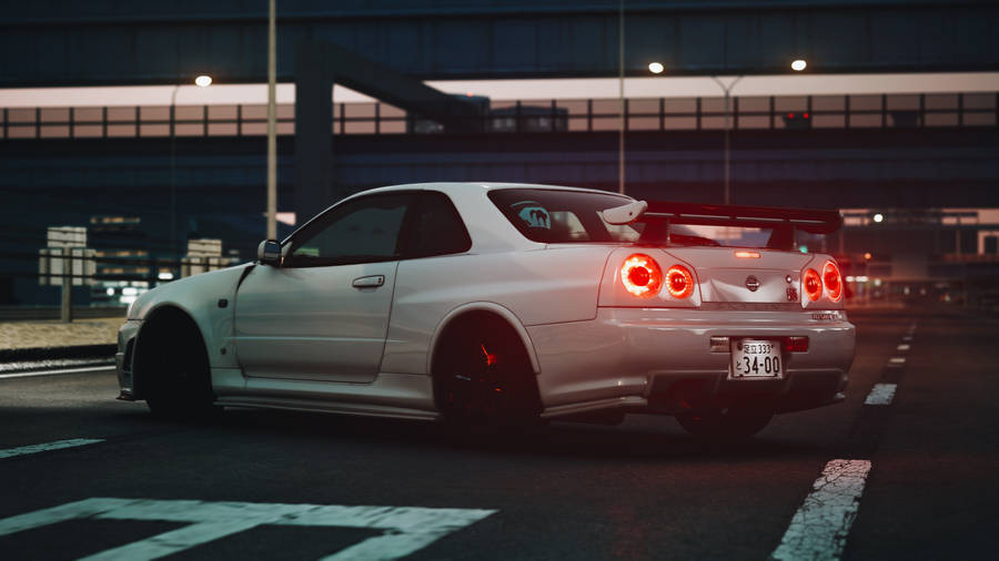 White Skyline Gtr Car Wallpaper