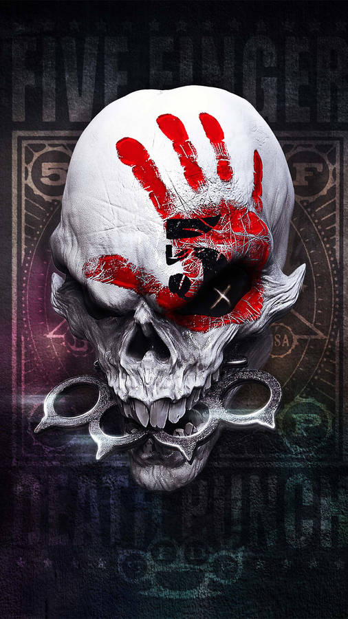 White Tengkorak Red Hand Mark Wallpaper