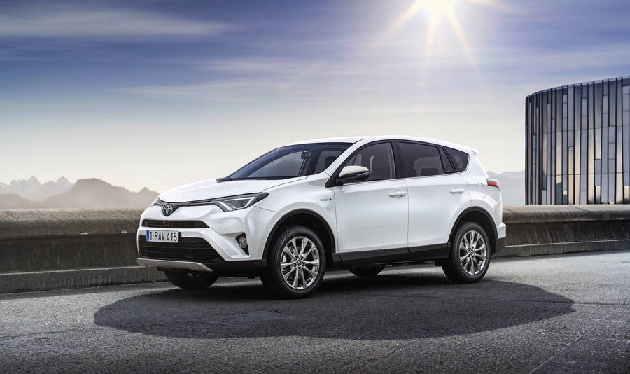 White Toyota Rav4 Side View Wallpaper