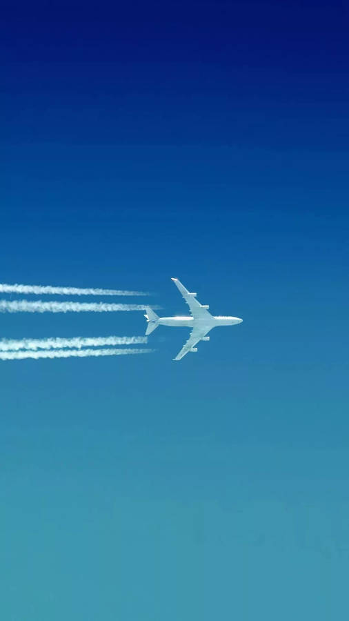 White Trails Of Airplane Iphone Wallpaper