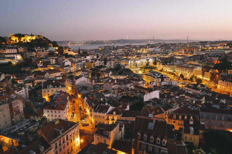 Wide Angle Lisbon Night Wallpaper