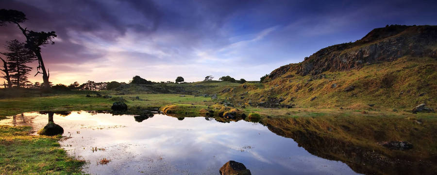 Wide Landscape Blue Sky Wallpaper