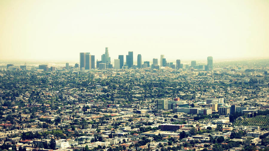 Wide View Of Los Angeles Skyline Wallpaper