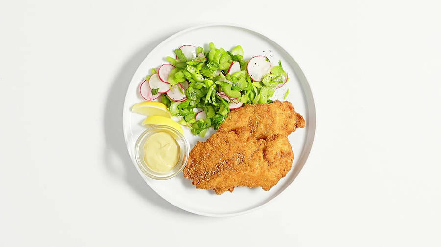 Wiener Schnitzel On White Platter Wallpaper