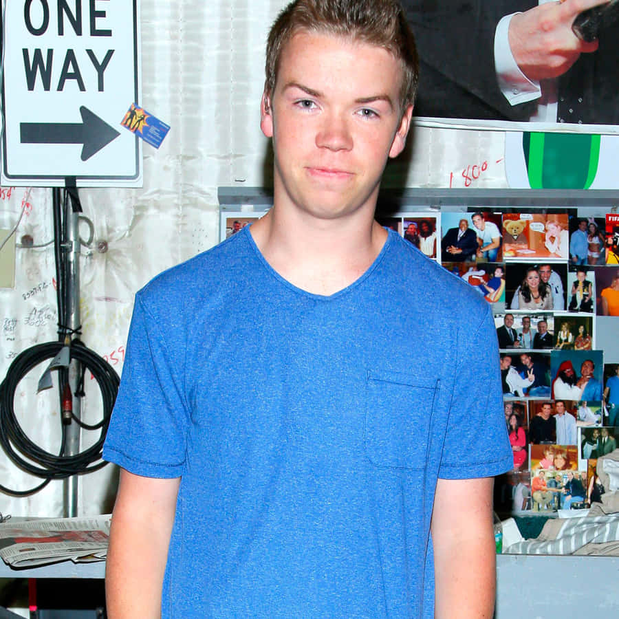 Will Poulter Blue Shirt Wallpaper