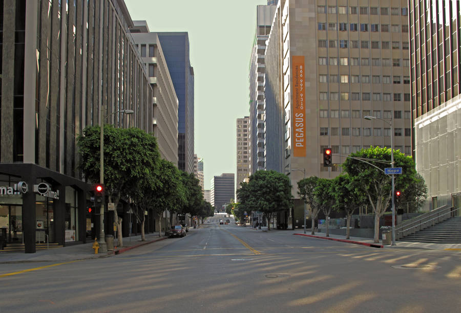 Wilshire Boulevard In Downtown Los Angeles Wallpaper