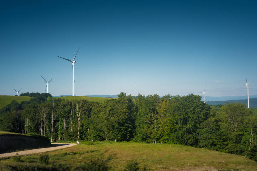 Windmill And Green Farm Kosovo Wallpaper