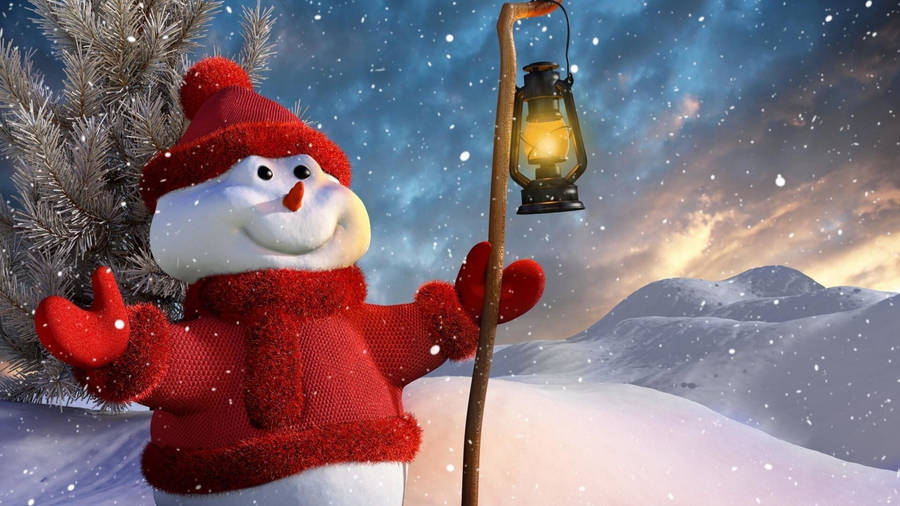 Winter Season Happy Snowman Wallpaper