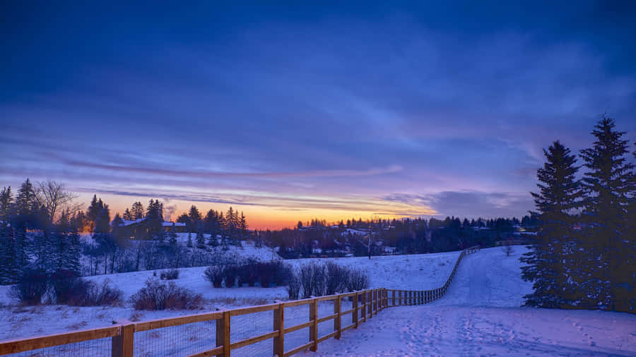 Winter Sunset Snowy Landscape4 K Wallpaper