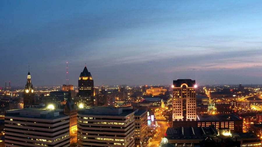 Wisconsin Sunset Cityscape Wallpaper