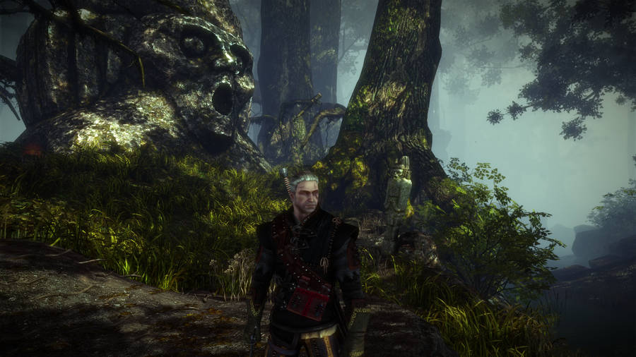 Witcher 4k Geralt In Forest Wallpaper