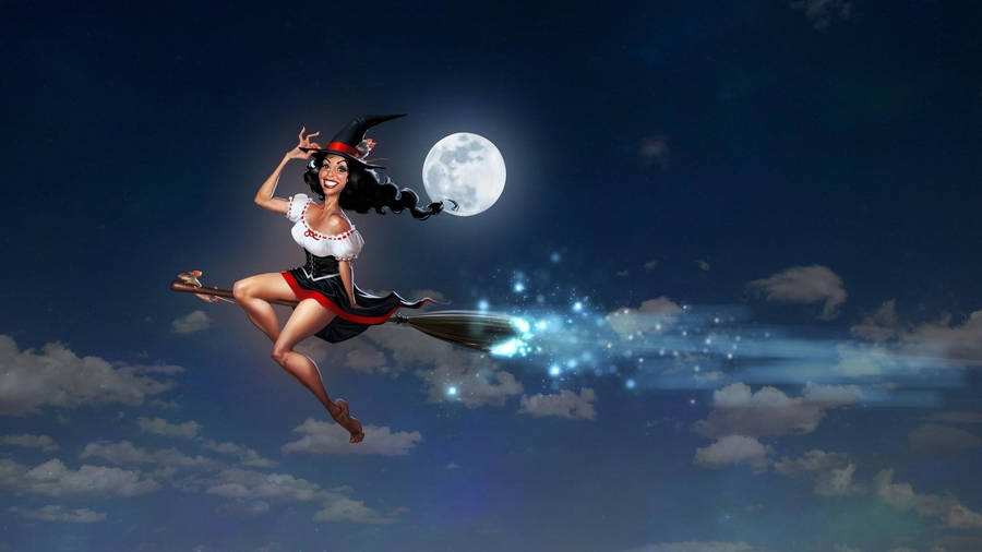 Witchy Broomstick Dust Wallpaper